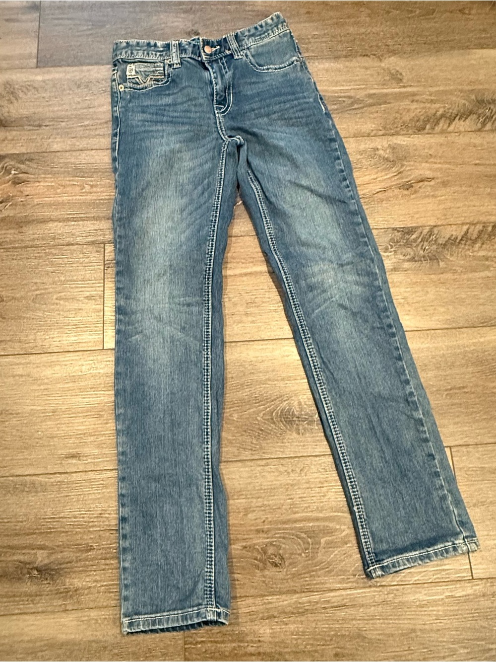 Rock & Roll Denim Kids Revolver Slim Fit Western Jeans in Light Blue Wash